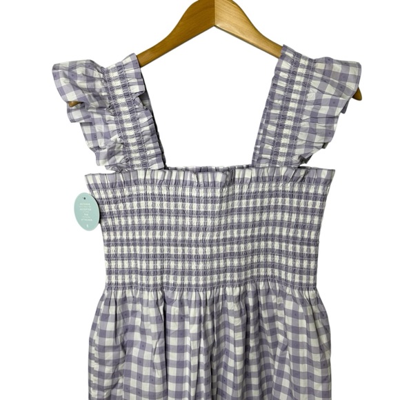 Hill House The Ellie Nap Midi Dress Lilac Jacquard Check Size Large - Picture 4 of 8